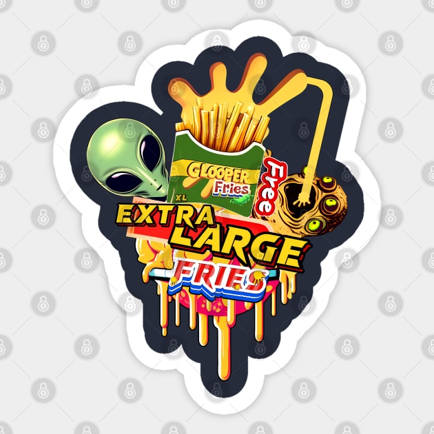 Glooper XL Fries (Free Cheese Sauce) Sticker by Invad3rDiz